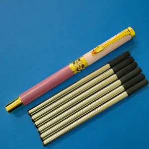 1 pc signature pen, ballpoint pen, paired with 6 premium refills, 0.5 mm tip, calligraphy art, metal pen holder, cap pen clip, hollow barrel design, elegant high-end, stylish and refined, study supplies, holiday gifts—Valentine’s Day, back-to-school seaso