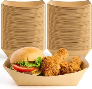 5 LB  Paper  Trays, 100 Pack Disposable Nacho Trays  Paper   Party Serving Baskets for Sandwiches Burgers Popcorns Snacks