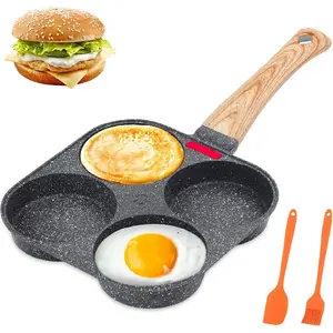 4-Cup Egg Pan Nonstick, Healthy Aluminum Pan, Breakfast Omelette Skillet for Fried Eggs Cooker, Pancakes, Suitable for Gas Stove & Induction Cookware