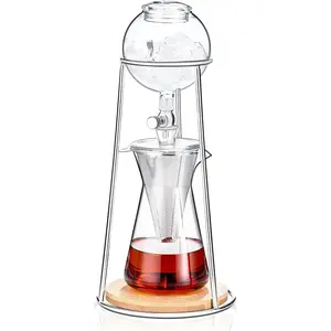 Cold Brew Coffee Maker, Iced Coffee Maker in Stainless and Borosilicate, Cold Brew Drip Coffee Maker with Slow Drip Technology, Iced Tea Maker 2-4 Cup