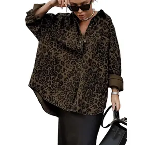 Women’s fashion leopard-print casual jacket, button-style shacket (women’s autumn dress), 2026 spring statement