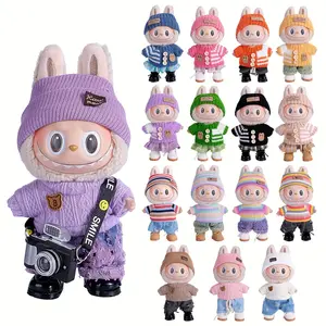 6.69inch Doll Clothes For Labubu With 3 Outfits - Stylish Fisherman Hat & Sweaters & Pants Or Skirt Set For 6.69inch Dolls, Adorable Labubu Accessories For Play & Display (Not Included Shoes & Doll)