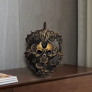 Halloween Skull Cast Iron Doorbell, Decorative Bell for Home Bathroom Bedroom Wall Desktop Decoration, Unique Halloween Ornament