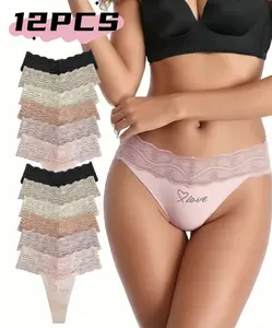 Women's Lace Floral Briefs SeamlessSexy High Cut Underwear Breathable Invisible BikiniBrief Woman Low Rise Comfort Sexy LingerieKnickers Womenswear Aesthetics Light 6 Pack-Multicolor Basic Minimalist fresh sale luxury Halloween Themed Wavy Edge Panties