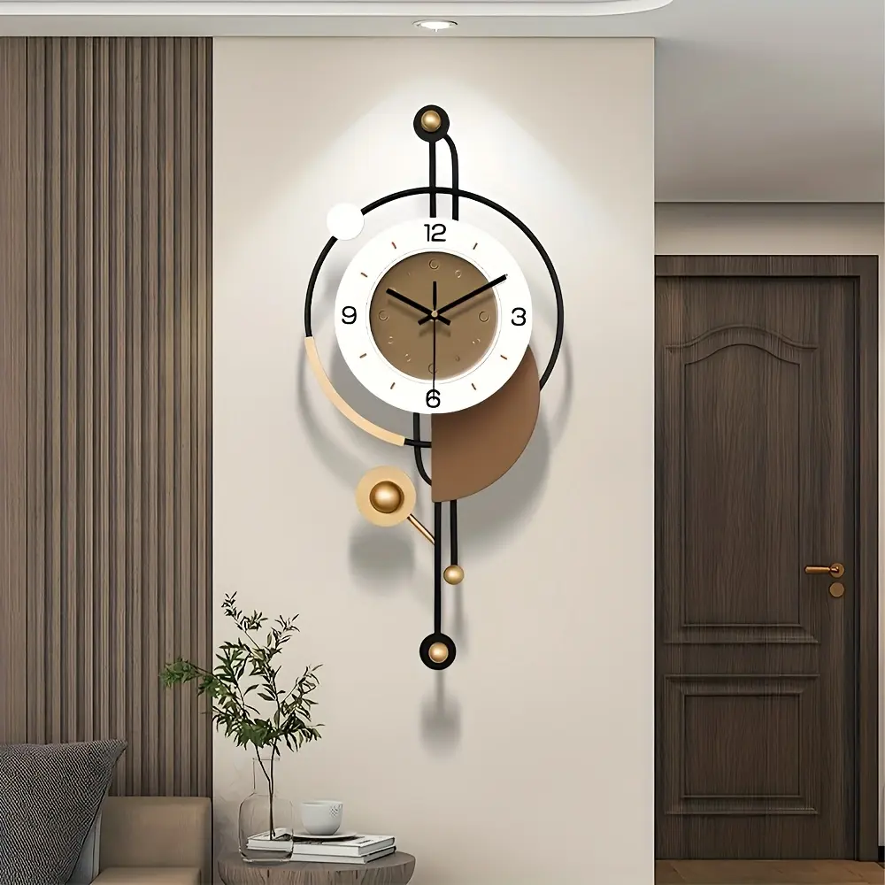 28x12.8 inch Analog Clock Silent Modern Large Wall Clocks for Living Room Decor | Non-Ticking Minimalist Iron Design Pendulum Clock for Kitchen, Bedroom, Office, Home, Classroom