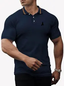 【Plus Size】 Solid Color Polo Shirt, Regular Fit Casual Short Sleeve Collared Top for Summer, Men's Clothes for Daily Wear