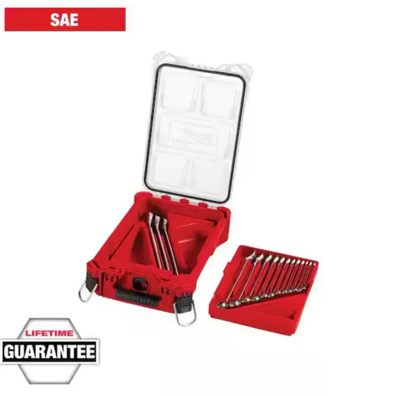 Milwaukee SAE Combination Wrench Set with PACKOUT Compact Organizer (15-Piece)