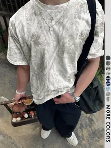 Unisex's Regular Fit All Over Print Short Sleeve Tee, Casual Streetwear T-shirt for Summer, Unisex Top for Daily Wear, Man