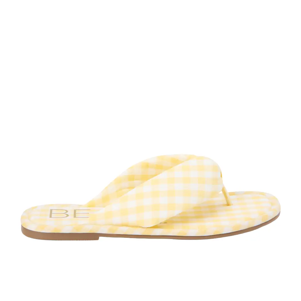 BEACH by Matisse Womens Gidget Gingham Flip Flops Casual Sandals Casual - Yellow