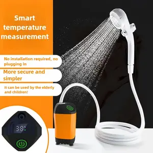 Ducha para acampar al aire libre IPX7, resistente al agua con pantalla Digital, bomba de ducha eléctrica portátil para senderismo, viajes, playa, riego de mascotas