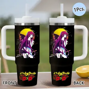 PIKPAKA High School DXD Rias Gremory Vacuum Flasks 40oz Stainless Steel Insulated Tumbler with Handle & Straw, Leakproof Travel Mug, 12H Cold Retention, Christmas & Holiday Gift Idea for Friends, Family & Coworkers