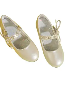 Girls' Pearl Princess Shoes, Soft Sole Mary Jane Party Wedding Dress Shoes, Perfect for Parties and Weddings