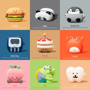 3D Earphone Case for AirPods Pro 3 Cartoon Cake Panda Crabs Cover for Apple AirPods 4 2024 Charging Box Case for AirPods 3 2 1