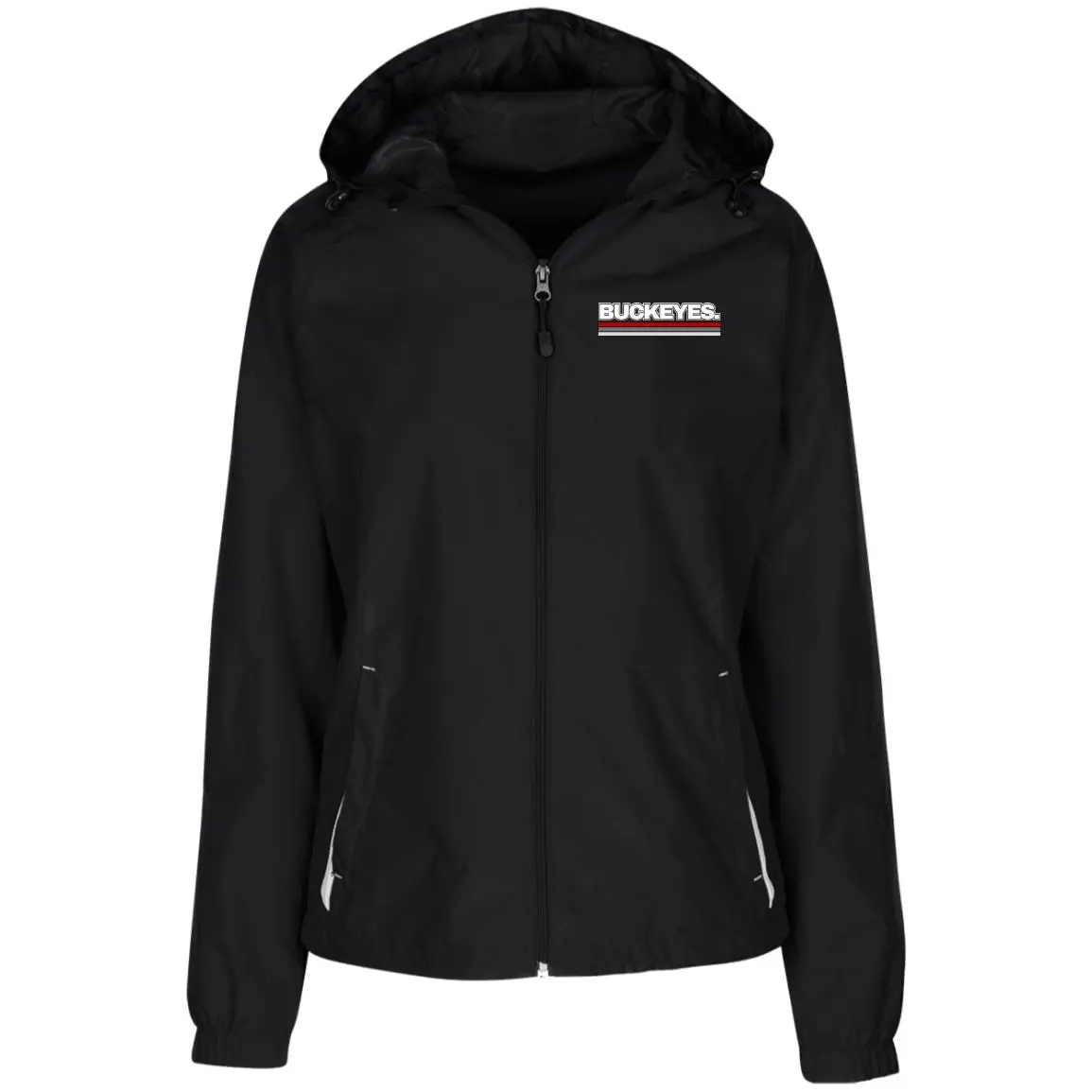 BUCKEYES. Ohio State Ladies' Jersey-Lined Hooded Windbreaker