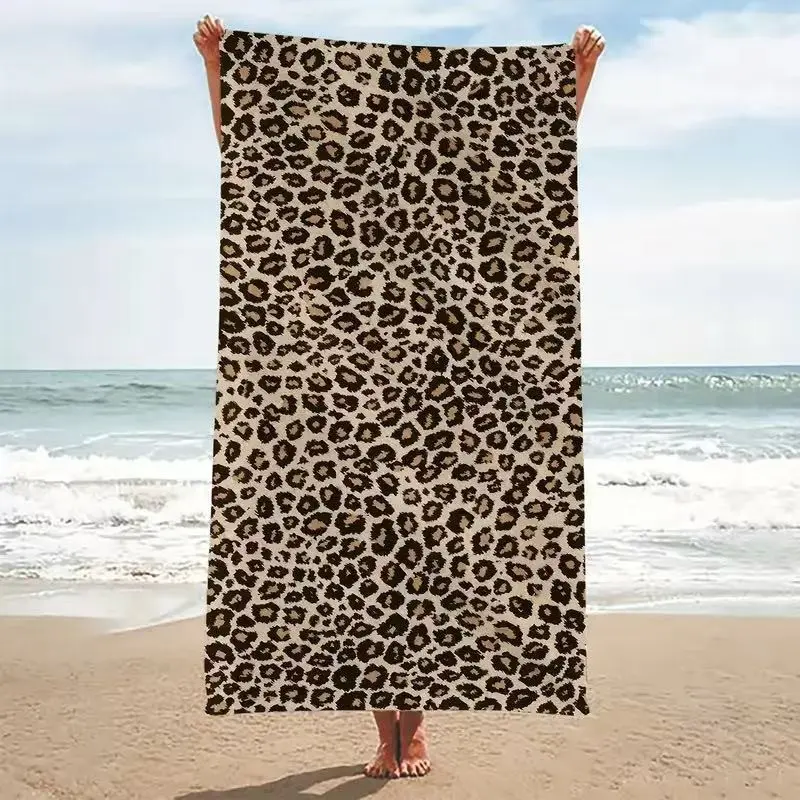 Leopard Print Ultra-Fine Fiber Beach Towel, Travel Towels, Quick-Dry Sand-Resistant, Bohemian Style, Perfect for Yoga, Ideal for Travel, Picnic, Pool, Yoga, Summer Gift, Modern Gift