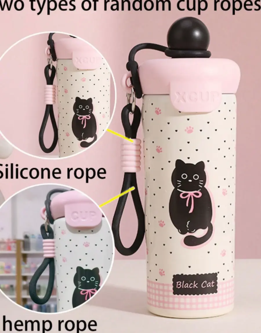 Stainless Steel Insulated Straw Tumbler with Handle Cute Floating Animal Design Large Capacity Travel Cup