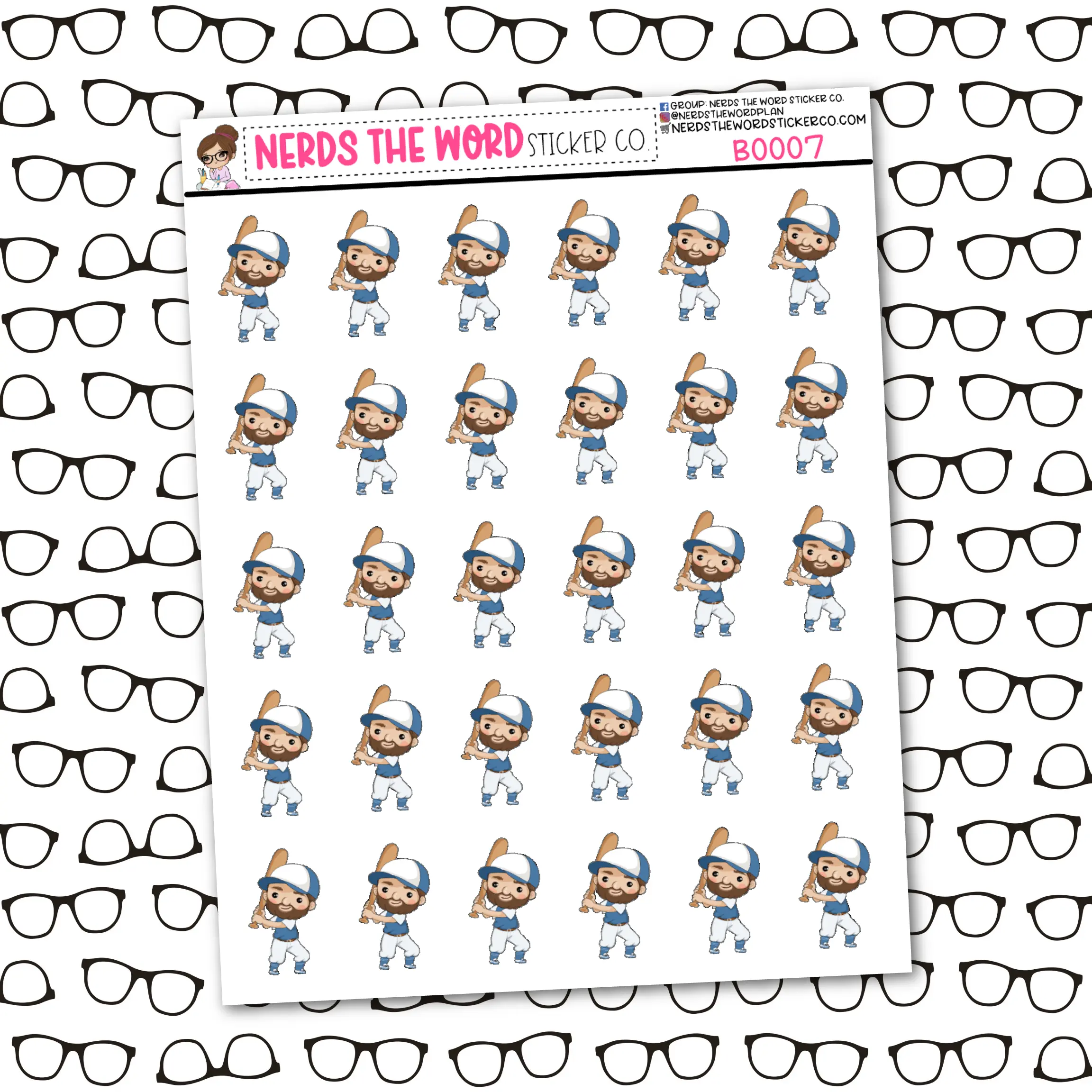 Bill plays Baseball Sticker Sheet