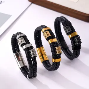 bracelet for men men's accessoriesmen's jewelry Vintage Stainless Steel Bracelet Fashion Punk Style Multi-layer Woven Men's Leather Accessories Male Fashion Bracelet Buckle Soft Comfortable Fashion Simple Minimalism