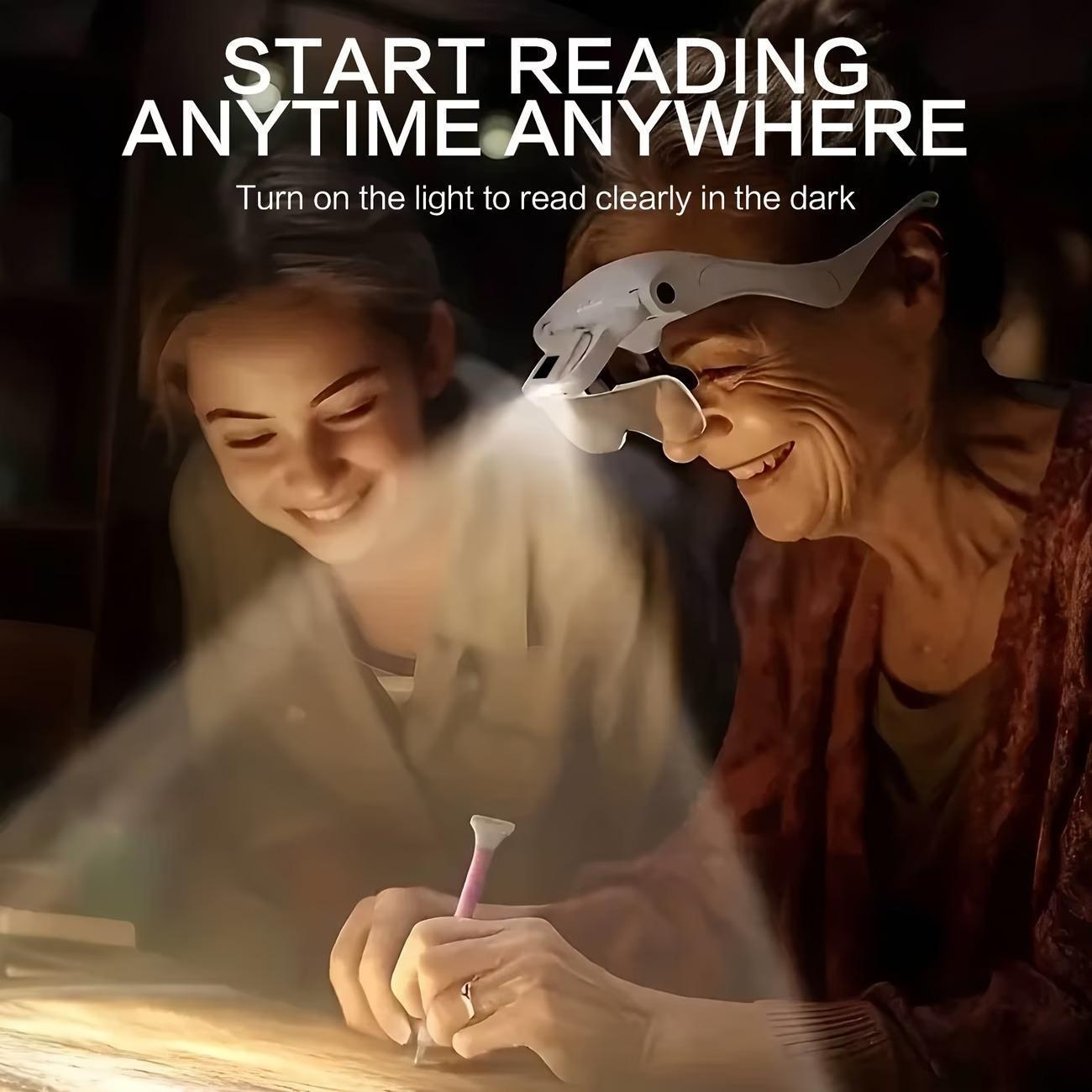 Head Mounted Magnifier with LED Illumination, Adjustable Headband, 5 Interchangeable Lenses 1.0X/1.5X/2.0X/2.5X/3.5X, for Reading, Maintenance, Jewelry Processing, Electronics Maintenance