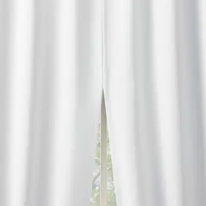 2pc 52"x63" Sun Zero Blackout Aria Magnetic Closure Back Tab Curtain Panel Pair White: Energy Efficient, Noise Reduction