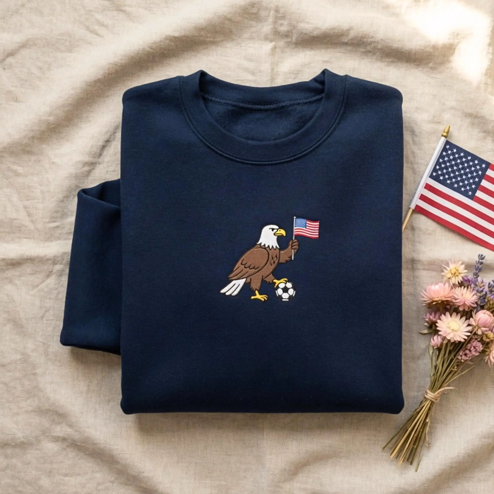 USA Soccer Eagle Embroidered Sweatshirt, Patriotic American Football, Gift for him