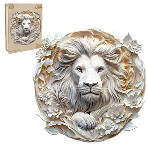 3D Paper Lion Wooden Jigsaw Puzzle for Adults and Kids Unique Shape Animal Wood Puzzles Challenging Puzzle, Family Game Creative Gifts，Laser-Cut Durable HDF Wood Puzzle