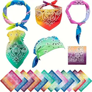 12pcs Tie-Dye Paisley Bandanas - Vibrant Hip Hop & Punk Style Headbands, Cotton Blend Scarves for Women & Men, Retro Fashion Accessories in Assorted Colors, Bandanas |   Vibrant Colors |   Decorative Stitching