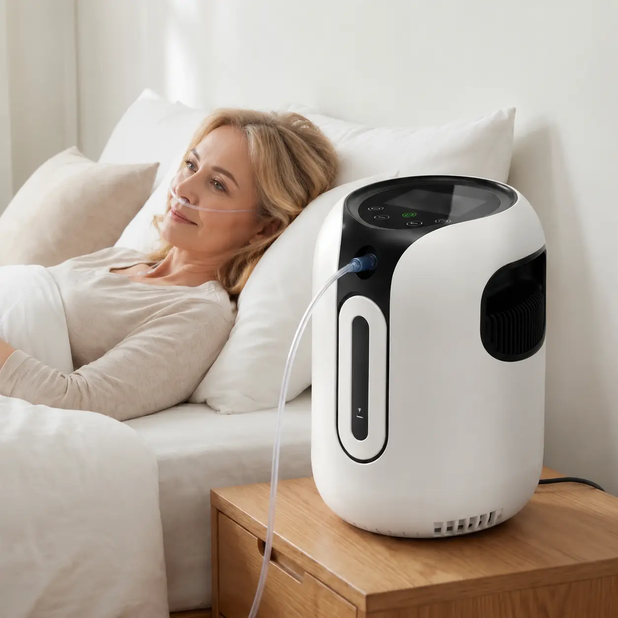 Household Air Purifier Oxygen Concentrator Machine - 1-7L Adjustable Flow, 93% High Purity, Low Noise, Timing LCD Touch Screen, for Home Bedroom Adult Use