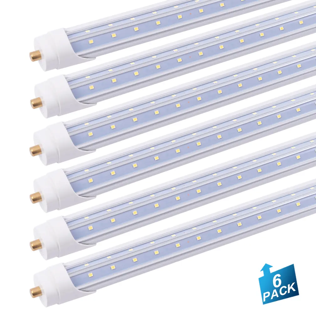 HOLDWILL T8 LED Tube Light Bulbs 6000K Daylight with Dual-Row LEDs, Fa8 Cap, T10 T12 for Garage, Shop, Warehouse