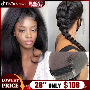 Gabrielle Kinky Straight 360 Pre Cut Glueless Wigs Human Hair 360 Transparent Lace Front Wigs Human Hair No Glue Transparent Drawstring Yaki Straight Wigs Pre Cut Pre Plucked For Beginners TikTokShopBlackFriday