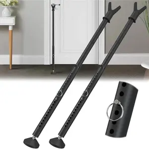 Door Stoppers  Bar & Sliding Glass Door Lock Keep Your Home , Adjustable Jammer with Interchangeable Caps & Rubber Tips, Ideal for Apartment, Home and Travel Protection,Black(2Pack)