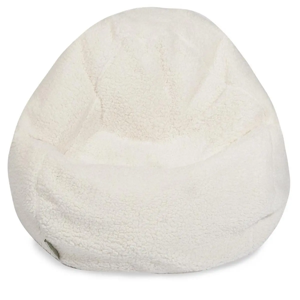 Majestic Home Solid Cream Sherpa Small Classic Bean Bag with Removable & Spot Clean Slipcovers - Eco-Friendly, 8 lbs, Easy Care, Mild Detergent Safe, 28x28x22 in, Removable Slipcover