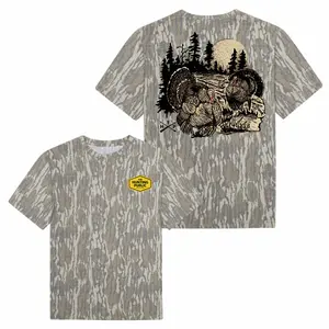 The Hunter Public-Turkey Scene Camo T-Shirt, Camo Pattern Men's T-shirt, Size S-5XL, Hunting 3D Camo Tee, Graphic 2 Sided Hunting Soft Cotton Camo Shirt, Gift for Hunter
