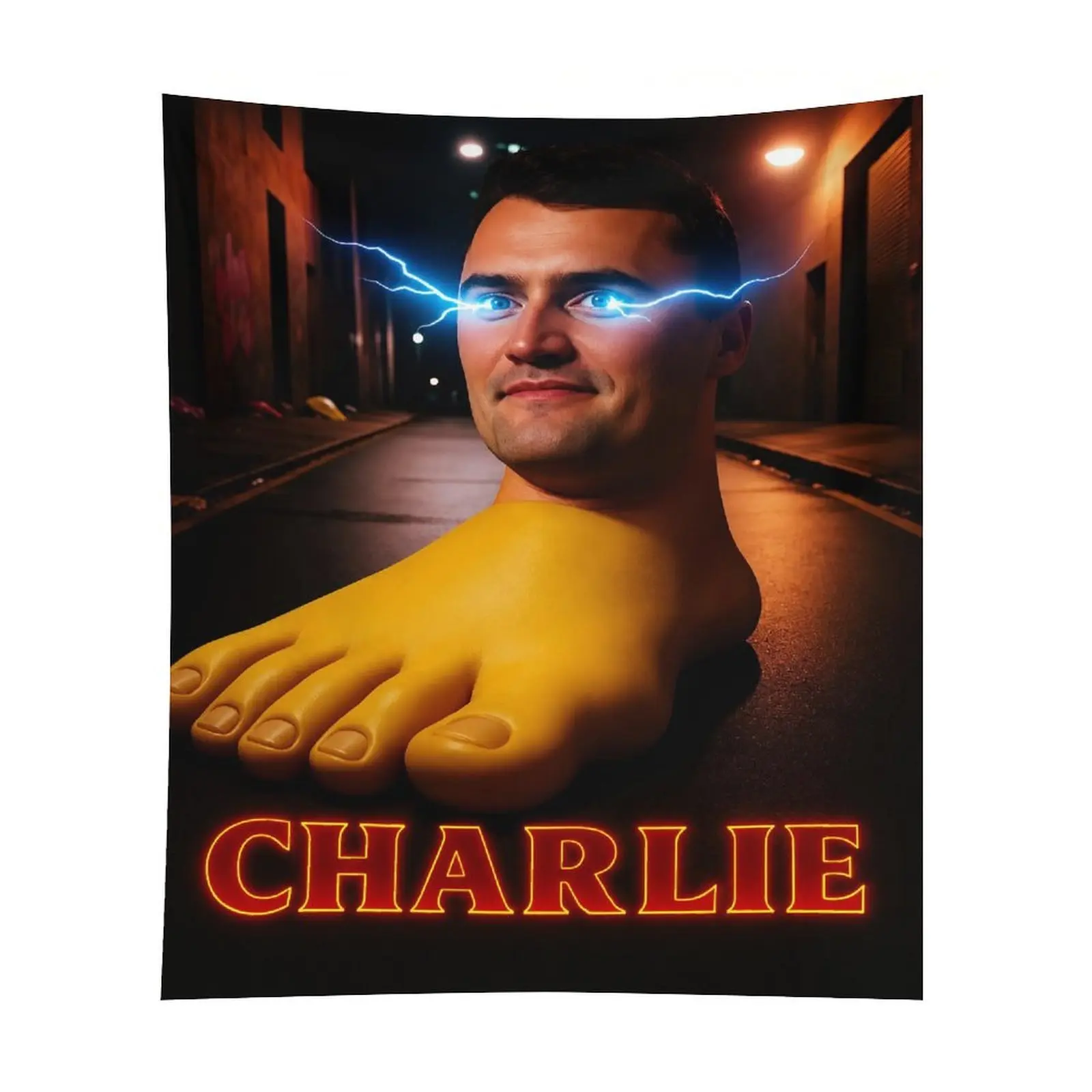 Charlie Kirk Giant Foot Funny Italian Brainrot Meme Tapestry  Winter Warm Throw Living RoomTapestry