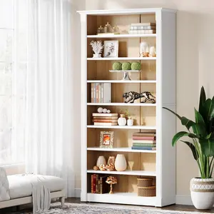 LITTLE TREE 70.9-Inch Tall Bookcase, Modern 8-Tier Bookshelf with Adjustable Shelves, Freestanding Display Open Shelf for Living Room Home Office