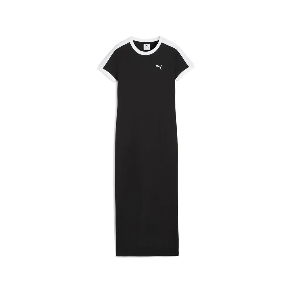 PUMA Womens Wardrobe Essentials T7 Short Sleeve Long Dress Casual Casual - Black