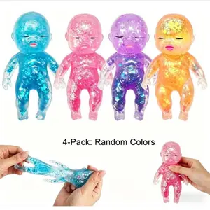Glitter Slow Rising Squishy Toys, Sparkle Doll Stress Balls with Sugar Filling, Sensory Fidget for Stress Relief, Soft Calming Squeeze Toy for Adults, Anxiety Relief Fidget Pack