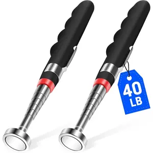 2PCS Telescoping Magnetic Pickup Tool with 40lb Pull Force, 30in Telescopic Strong Magnet Sticks, Non-Slip Long Extendable Magnet Pickup Tools, Magnetic Nail Picker Upper
