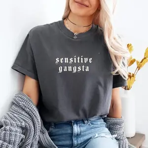 Sensitive Gangsta Mommy Mamacita Comfort Colors Tee, Funny Meme Quote T-Shirt, Trendy Retro Graphic Tee for Sarcastic Humor Fans