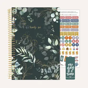 Bloom 2026 Soft Cover Planner 5.5" x 8.25" Eucalyptus Green Year-Round Planning Habit Tracking Portable Design with Bonus Accessories