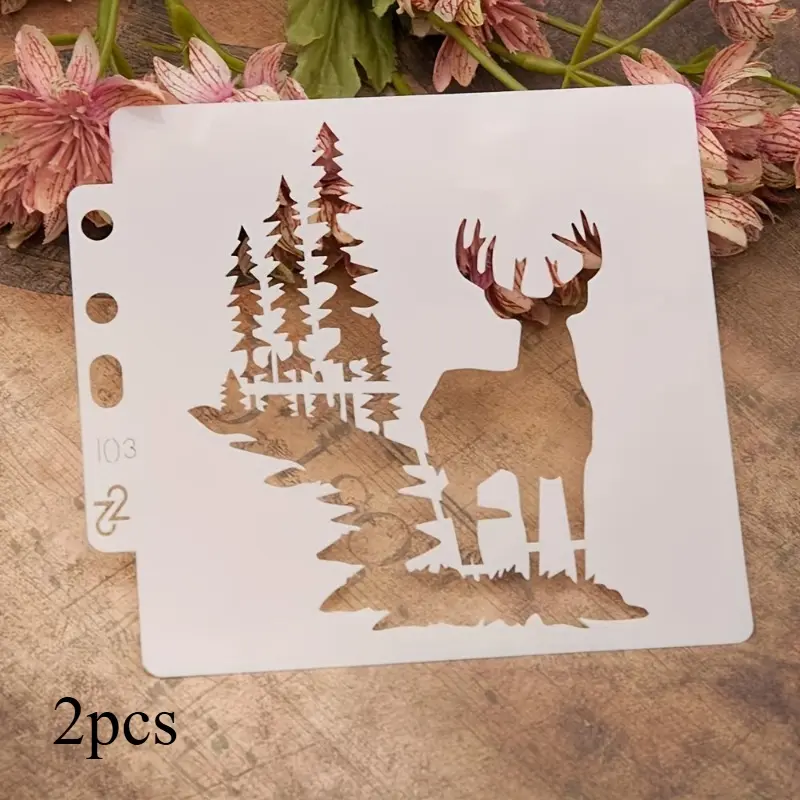 Deer Painting Stencils DIY Hand Painting Tools Spray Paint Stencils, Reusable, for Sketching Introductory Practice, Painting Artifacts, Tiles Walls Furniture Spray Paint Decorating Tools
