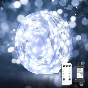 Christmas Twinkle Lights, 206FT 600 LED Outdoor String Lights, IP65 , 8 Modes, Plug in Timing & Memory Functions, for Backyard, Garden- Cool White