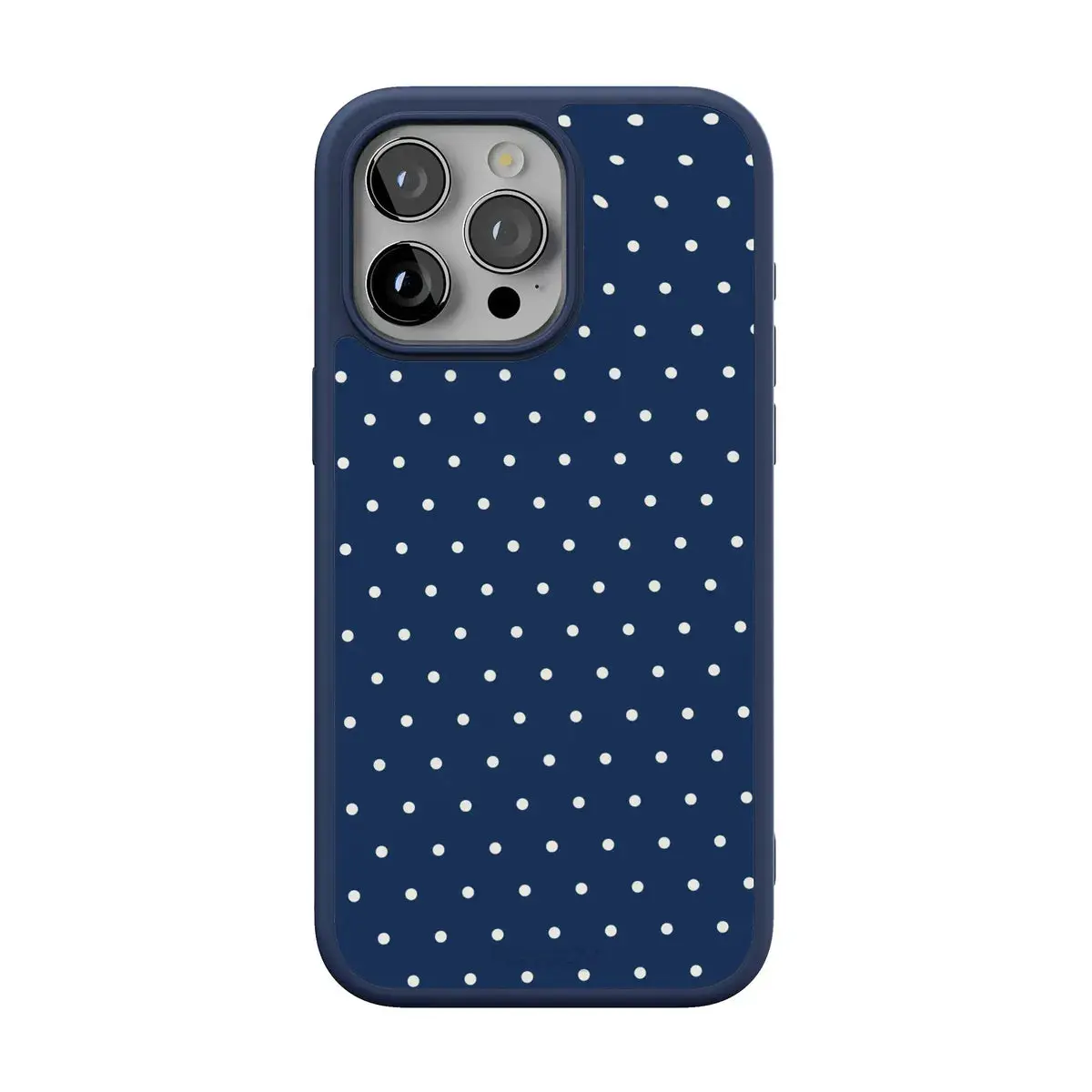 Casely iPhone 15 Pro Max Case | On the Dot | Navy Polka Dot | Align Soft-Touch Flexible Bumper Case | Compatible with MagSafe