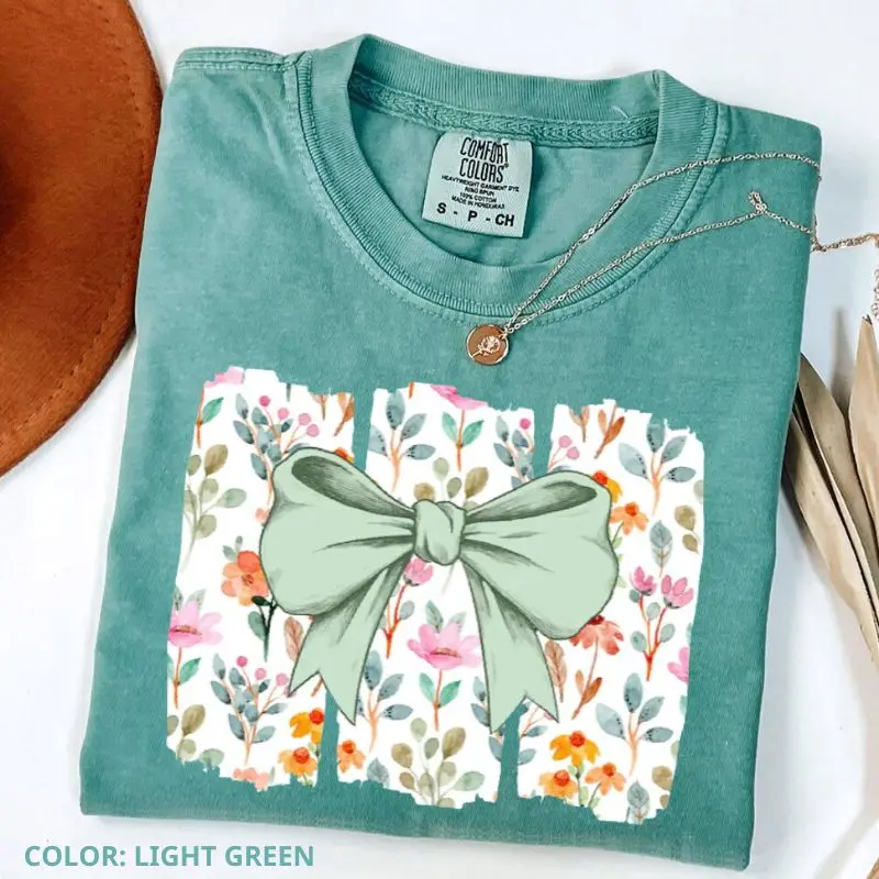 Comfort Colors Coquette Bow Shirt, Wildflowers Tee, Boho Flowers Shirt, Floral Bow Shirt, Gift for Her