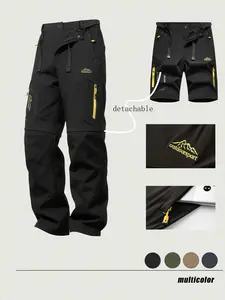 Detachable Outdoor Tactical Pants, Soft Shell Windproof Waterproof, Knee Reinforced, Multiple Zip Pockets, Belt Included, Durable for Hiking Skiing Cycling Fishing