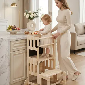Montessori Toddler Tower Convertible 4-in-1 | Montessori Kitchen Helper Stool, Desk & Art Easel  Anti-Tip Safety Design