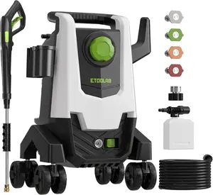 【Electric Pressure Washer】3000PSI  with 23FT Hose 4 Nozzles Anti-Tip 4-Wheel Design for Cars Driveways Patios Fences Pools Outdoor Furniture tiktokshopmemorialday