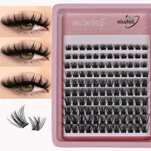 120pcs D Curl Cluster Lashes Natural Wispy Fluffy Individual DIY Eyelash Extension Beginners Friendly Reusable for Daily Party Salon Makeup