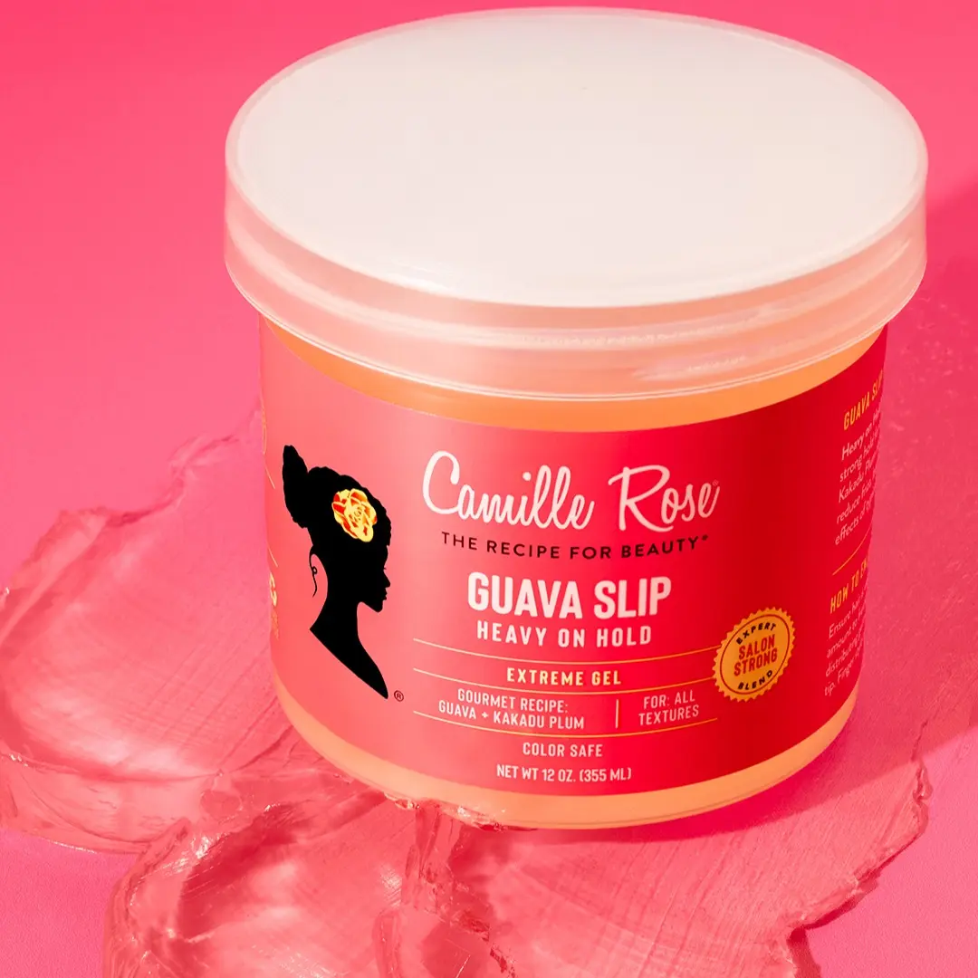 Camille Rose Guava Slip Heavy On Hold Extreme Gel - 12oz Firm Cast Styling Gel with Guava Fruit Essence, Kakadu Plum & Hydrolyzed Quinoa for Curl Definition, Shine & Frizz Control - Curls & Twist-Outs