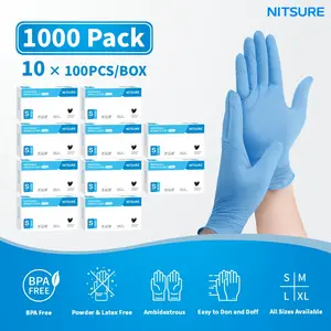 200/1000pcs, Blue Nitrile Disposable Gloves, 5.5 Mil Thickness, Flexible Fit, Chemical Resistant, -grade Latex-free, Specially Designed for Maintenance Teams, Suitable for Household Cleaning, Tattooing, Painting, Car Washing